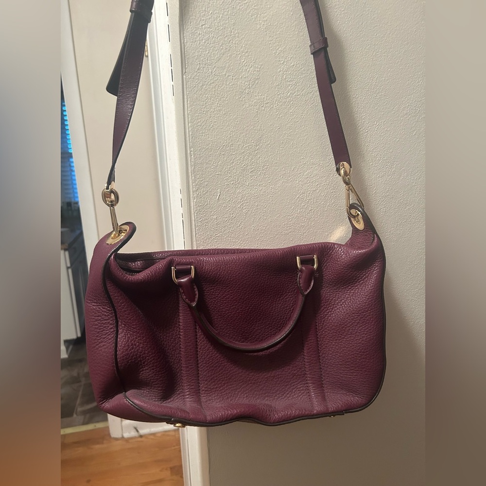 Michael Kors Plum Leather Purse with Gold Accents - Picture 4 of 5